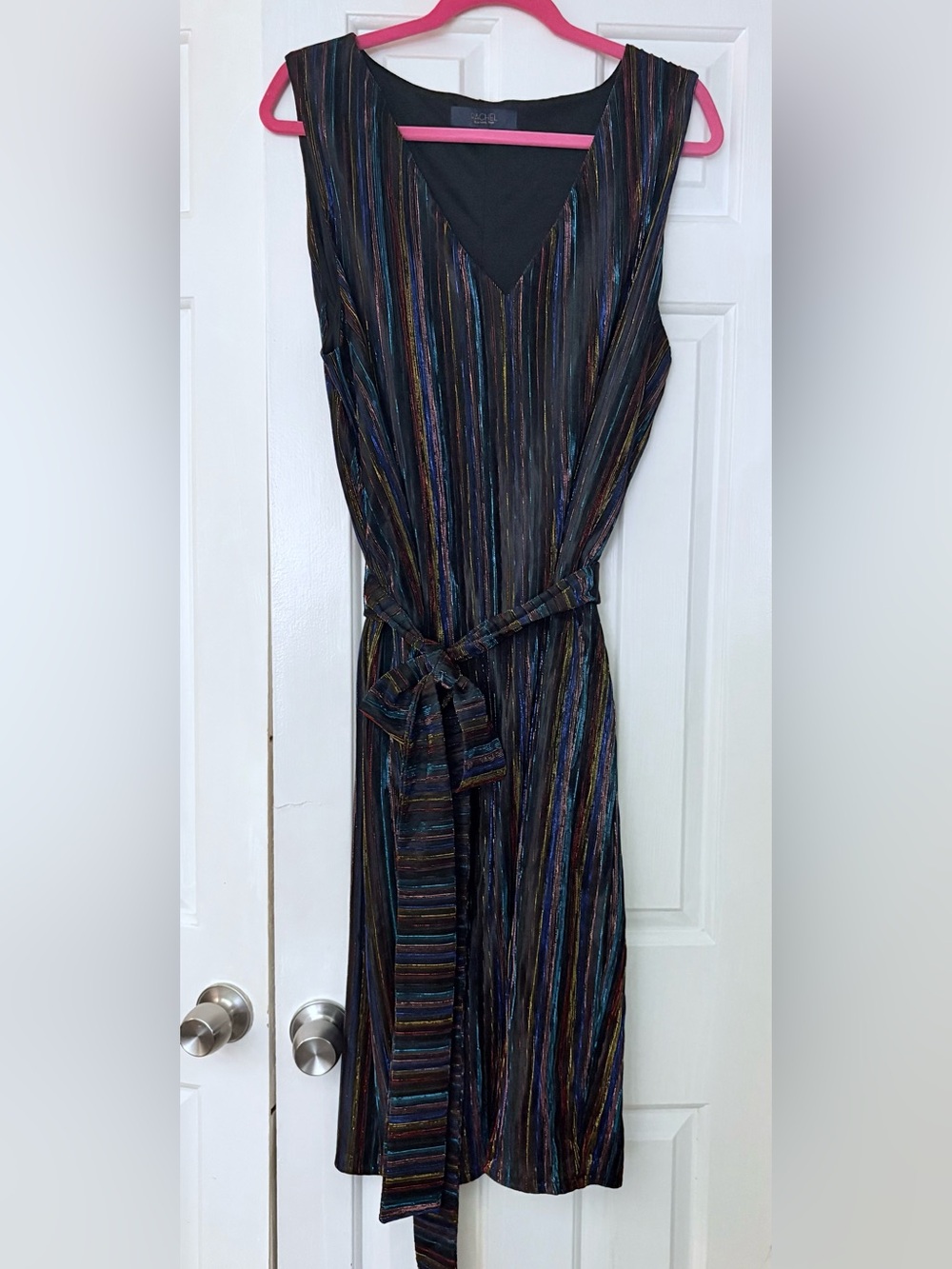 NEW without tags Rachel Roy Sleeveless V-Neck Multicolor Striped Midi Dress